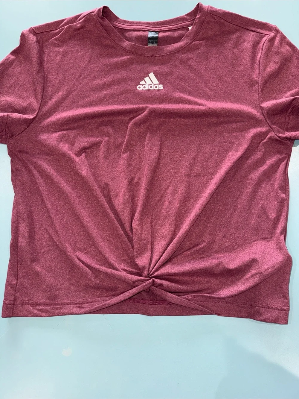Adidas Short Sleeve Twist-Front Tee — Wine Red Medium - Picture 5 of 6